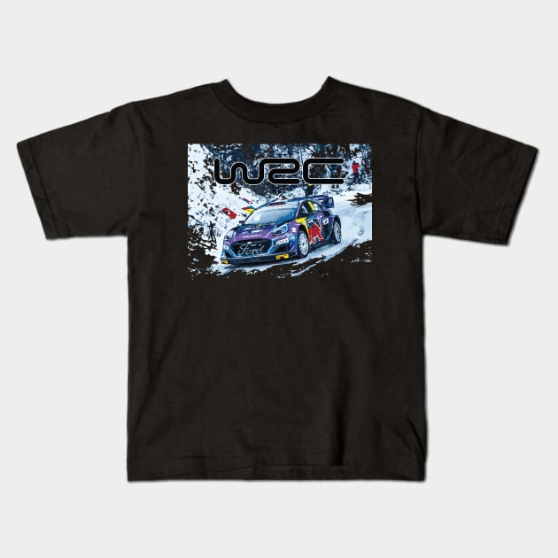 WRC ford puma - Sebastien loeb Rally1 M-Sport Isabelle Galmiche Kids T-Shirt by cowtown_cowboy